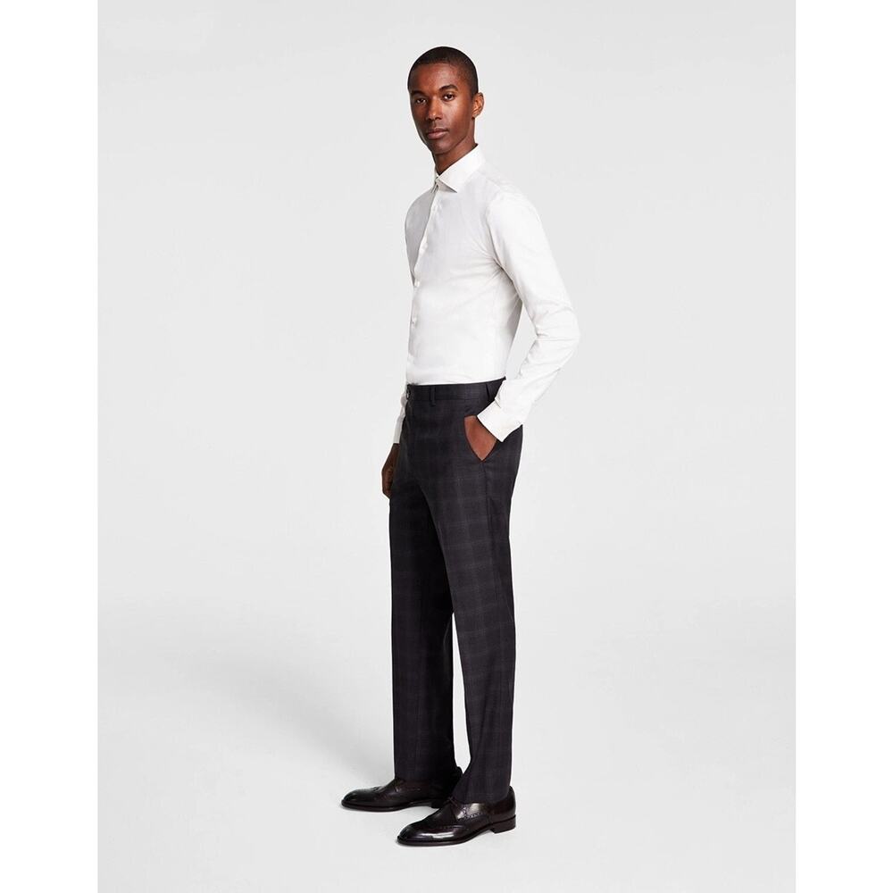 Michael Kors Mens Classic Fit Suit Pants 44x32 Charcoal Brown Plaid Stretch Wool - Picture 10 of 10